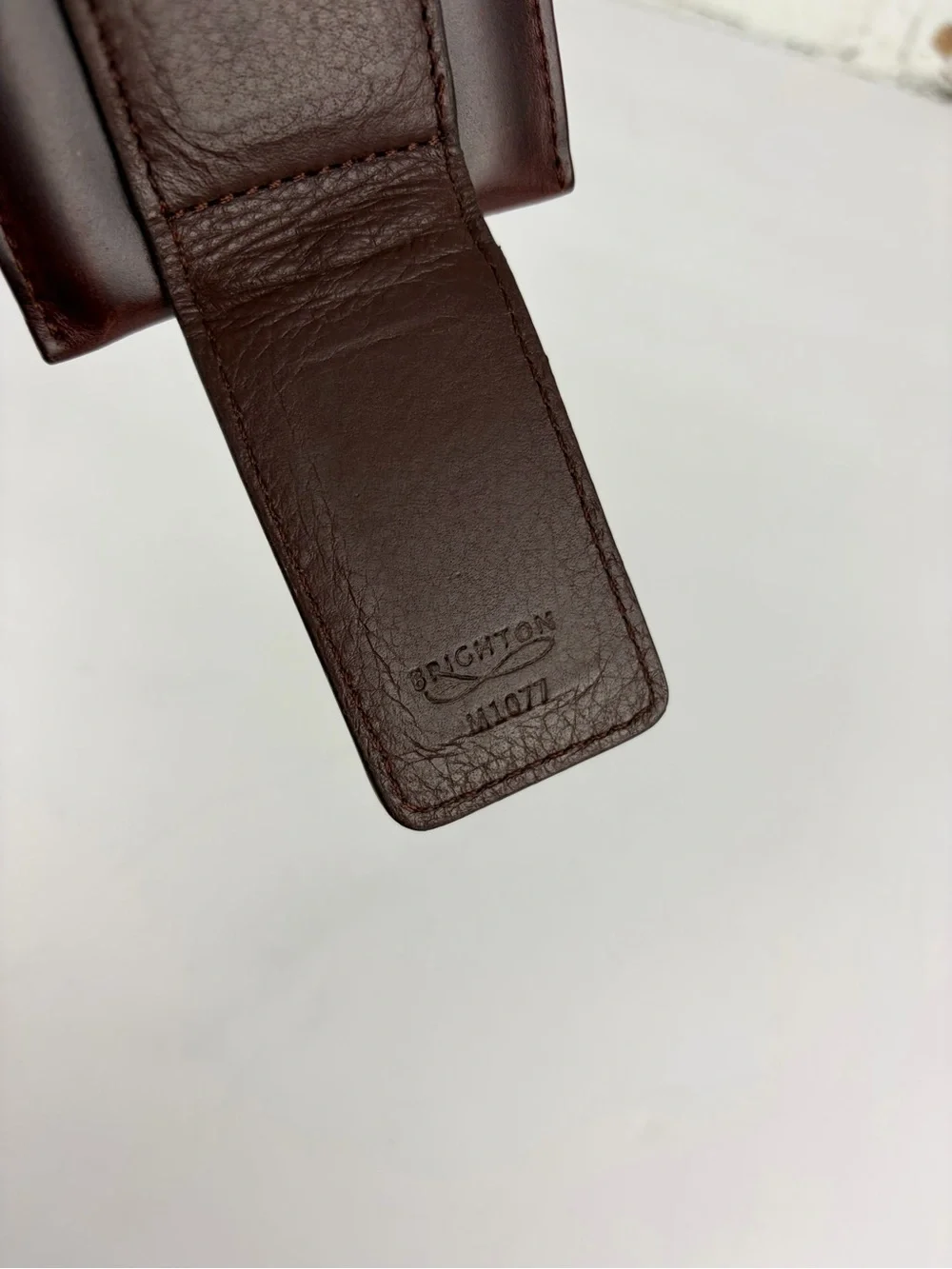Brighton West Fork Brown Leather Money Clip Silver Fish